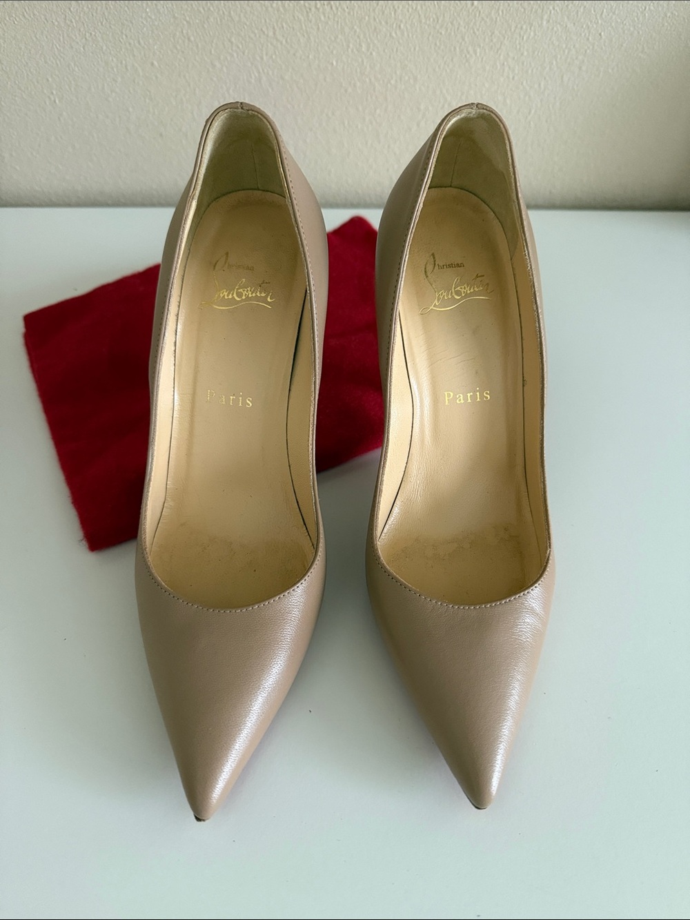 Christian Louboutin Nude Apostrophy Leather Pumps 36.5